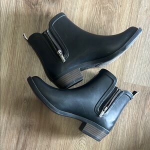 Lucky Brand Black Ankle Boots/Rain Waterproof Boots